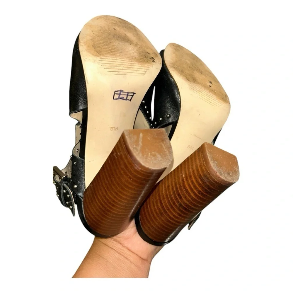 GUESS Gwerika Black Peep-Toe High heels Sandals – Women’s Size 6 M Leather Upper